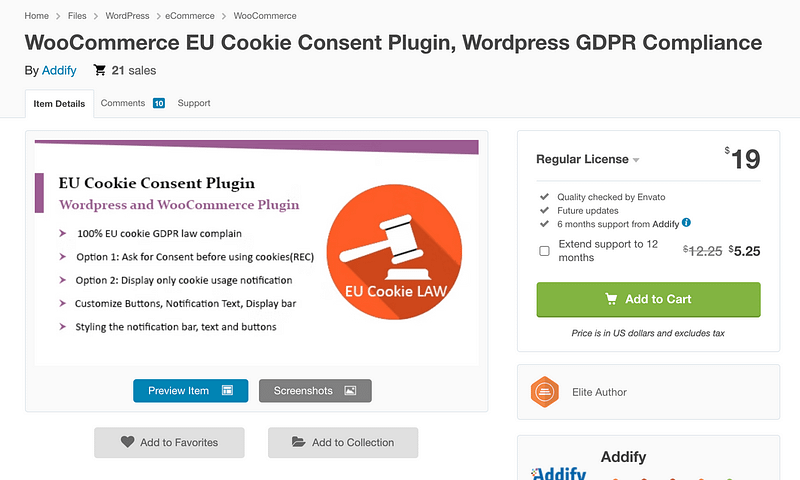 WooCommerce EU Cookie Consent plugin