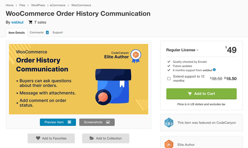 WooCommerce Order History Communication plugin