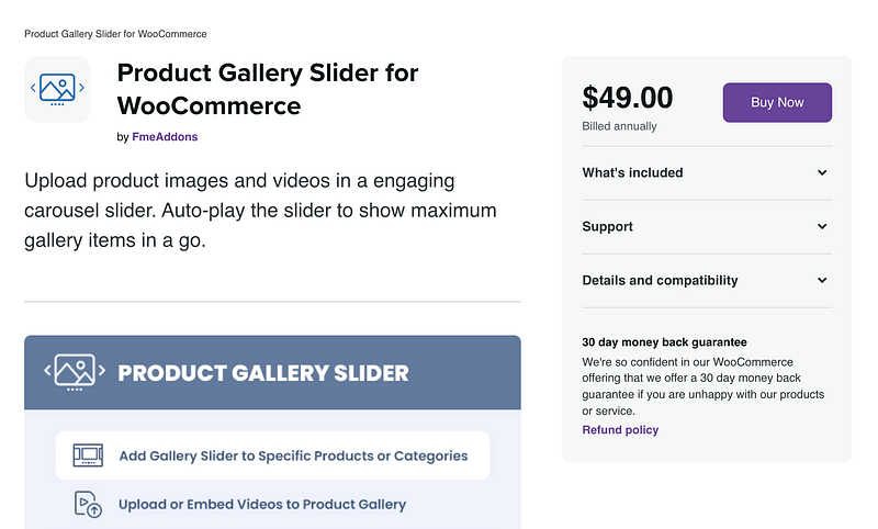 Product Gallery Slider for WooCommerce plugin