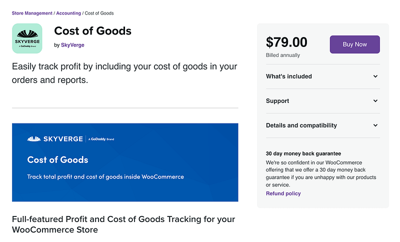 Cost of Goods plugin