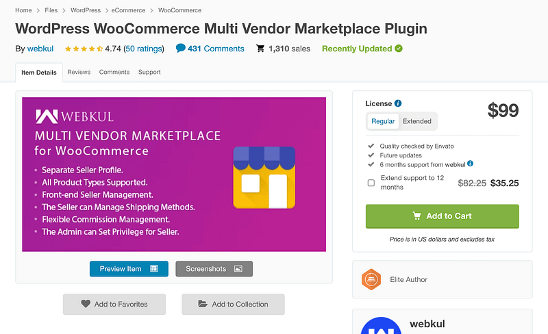 Webkul WooCommerce Multi Vendor Marketplace plugin