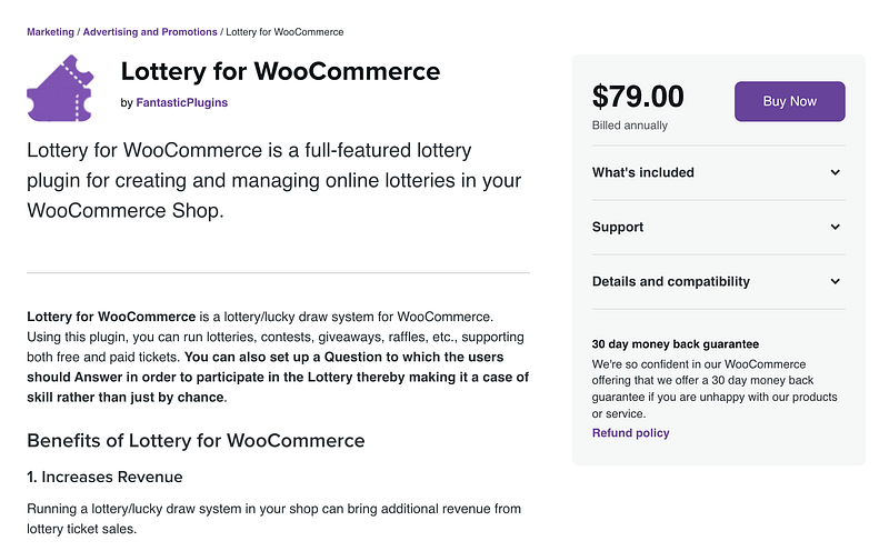 Lottery for WooCommerce plugin