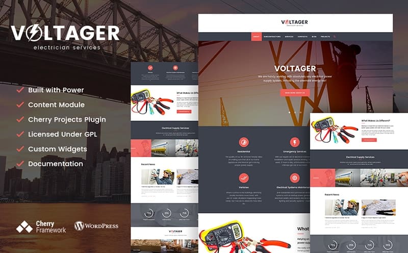 Voltager electrician services WordPress theme