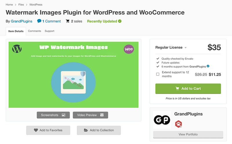 WP Watermark Images plugin