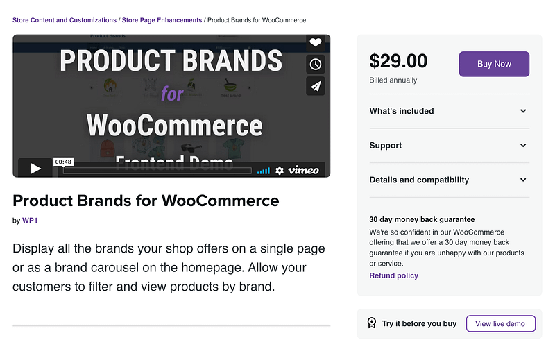 Product Brands For WooCommerce plugin