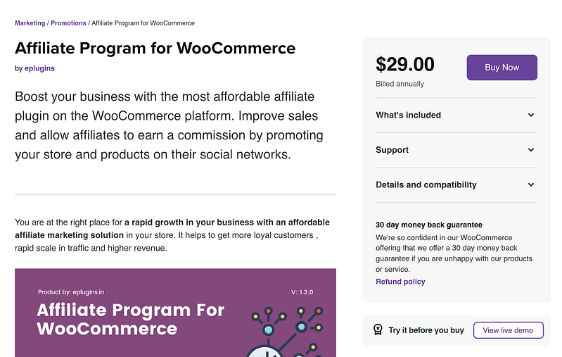 Affiliate Program for WooCommerce plugin