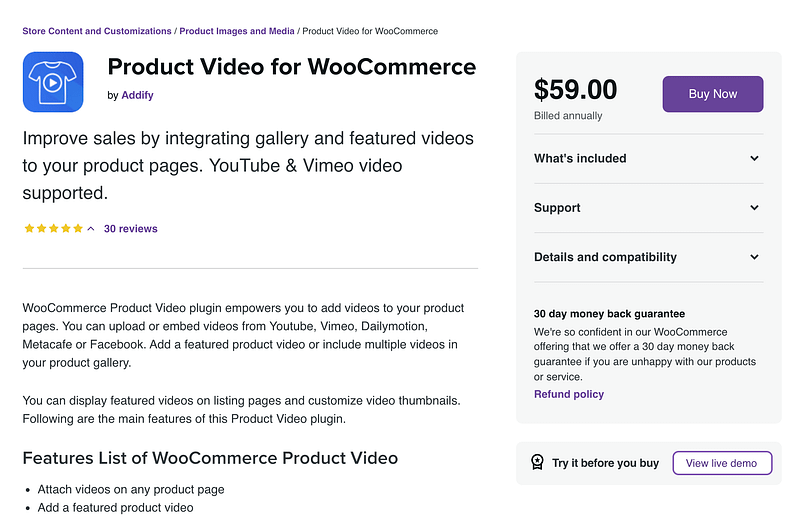 Product Video for WooCommerce plugin