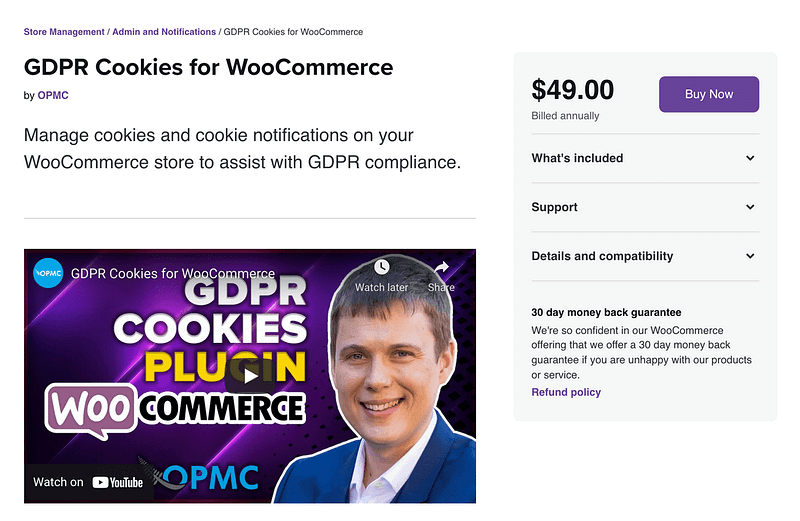 GDPR Cookies for WooCommerce plugin