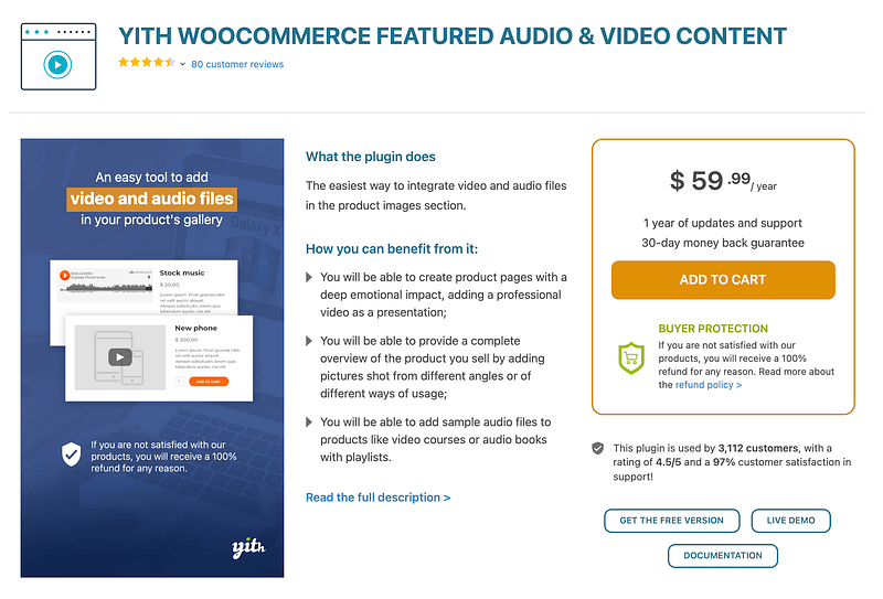 YITH WooCommerce Featured Audio & Video Content plugin
