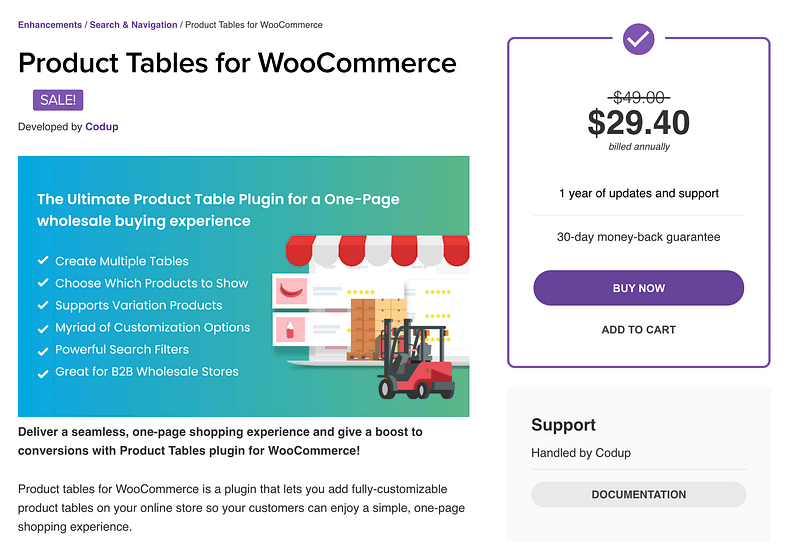 Product Tables for WooCommerce