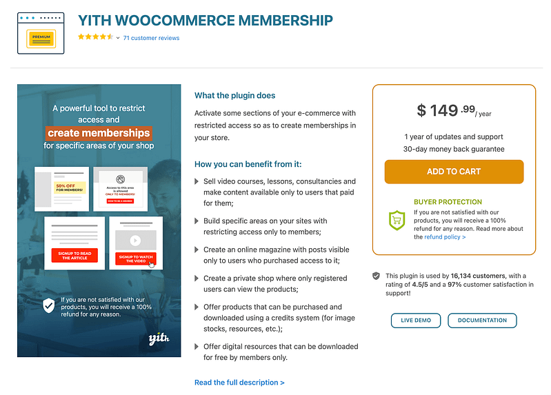 YITH WooCommerce Membership plugin