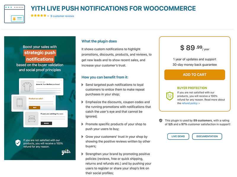 YITH Live Push Notifications for WooCommerce plugin