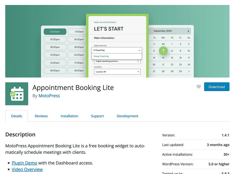 Appointment Booking Lite plugin