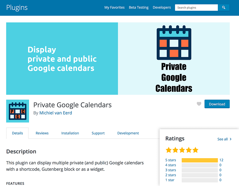 Private Google Calendars