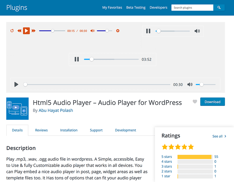 HTML5 Audio Player plugin