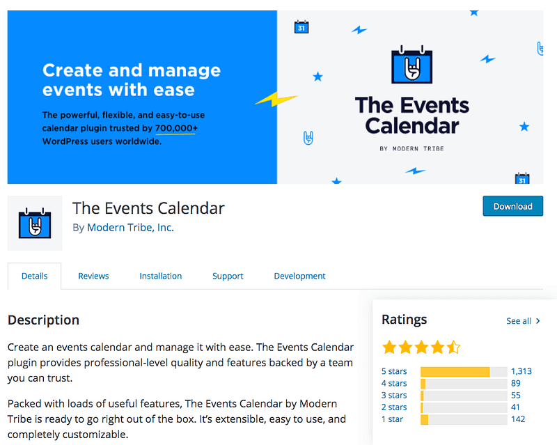 The Events Calendar event management plugin