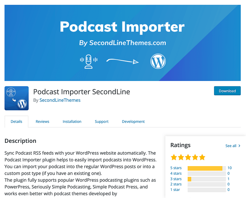 Podcast Importer plugin