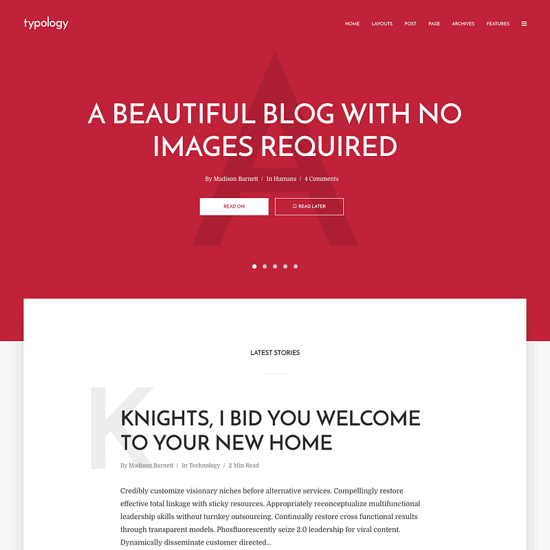 Typology minimalist WordPress theme