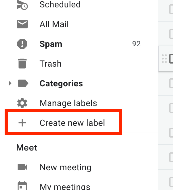 Create Gmail label