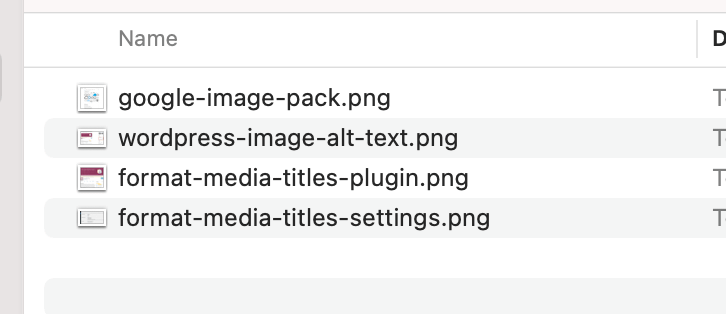 List of optimize image filenames