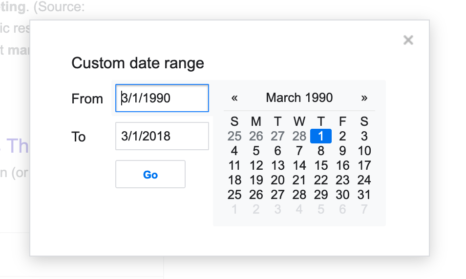 Setting a custom date range