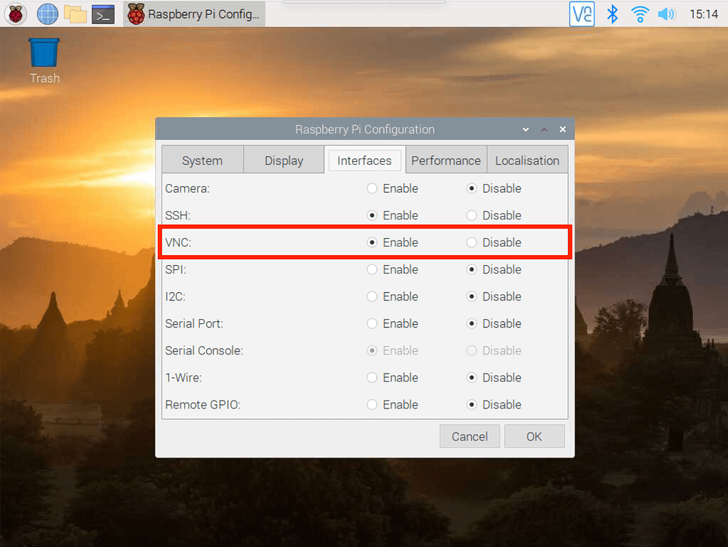 enable vnc
