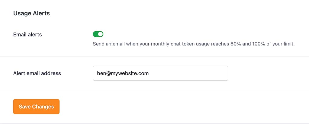 How to set a limit on token usage 2 Token limit email alert setting