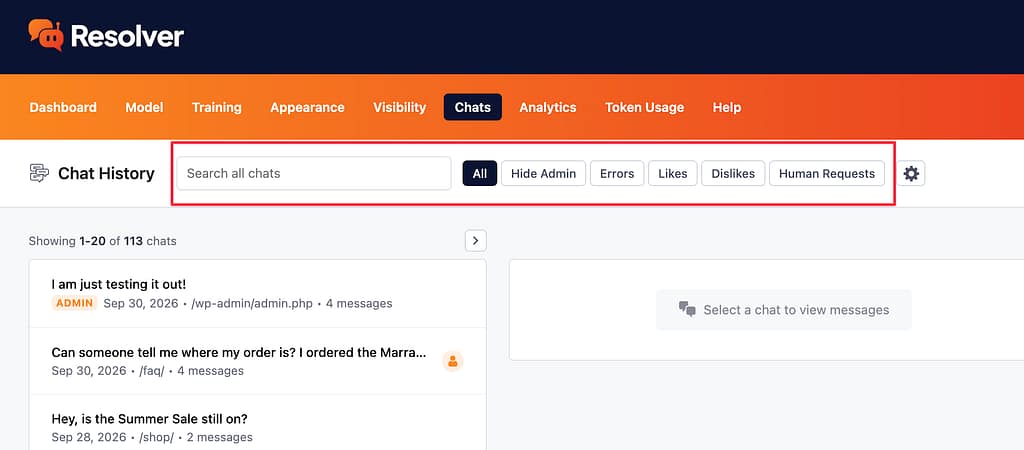 How to use the chats menu 3 Chats menu toolbar