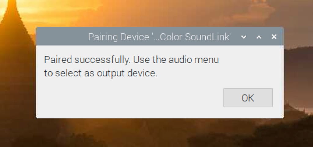 Device paired success message