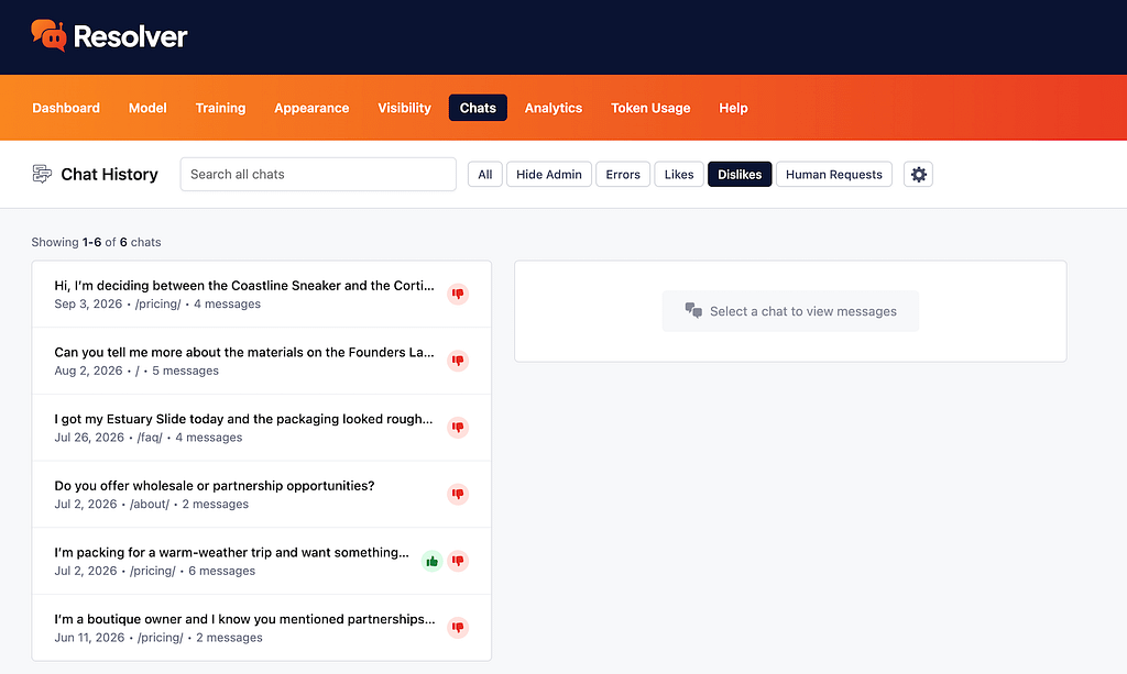 How to continuously improve your chatbot 2 Disliked chats