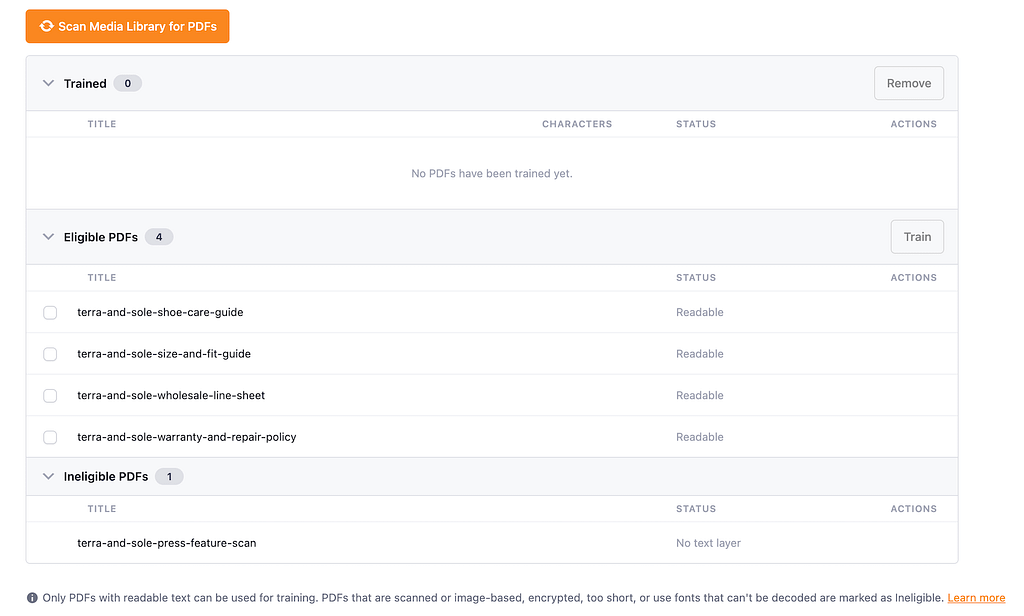 How to train your chatbot with pdfs 2 Eligible ineligible pdfs