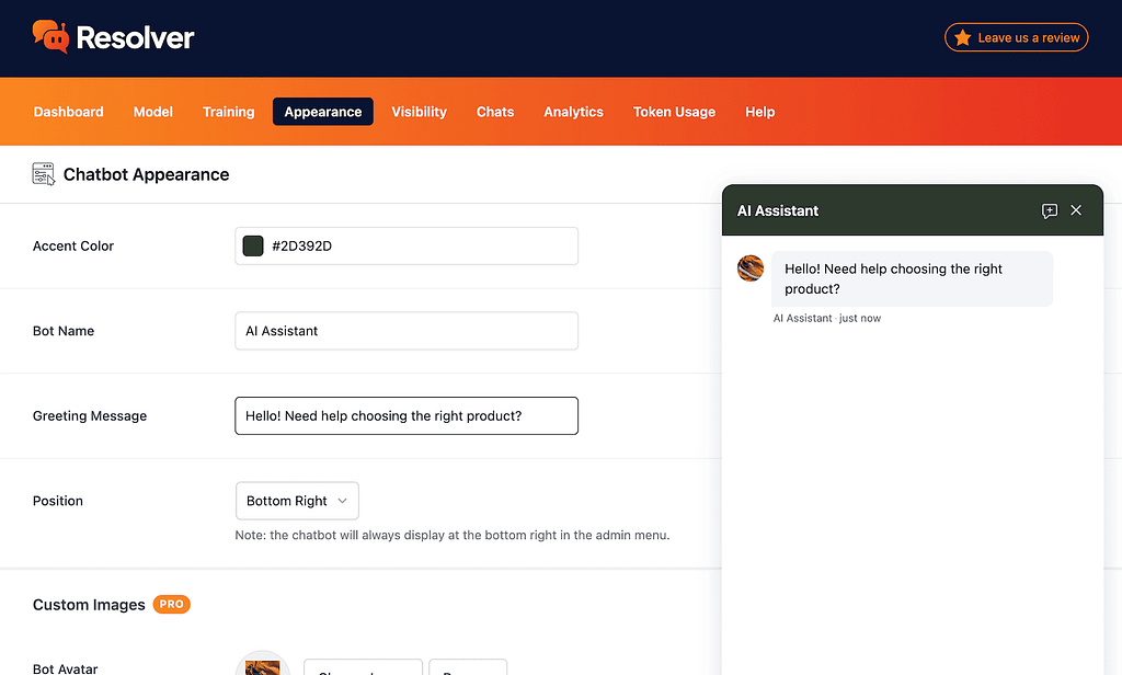 How to customize your chatbot's appearance 4 Changing the chatbot's greeting message