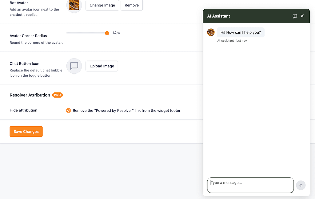 How to customize your chatbot's appearance 8 Removing the attribution link from the widget footer