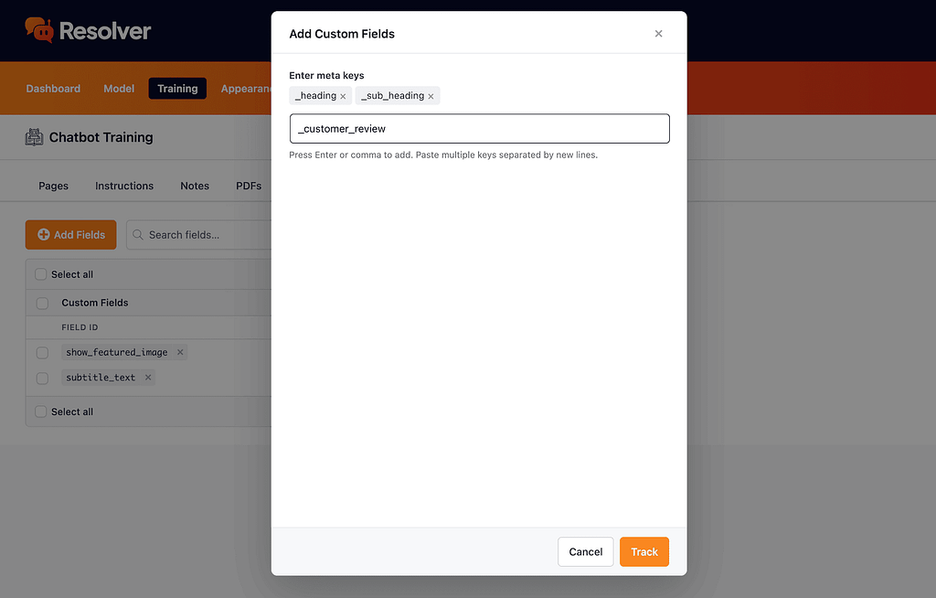 How to train your chatbot with custom fields 6 Manually adding new custom fields to track