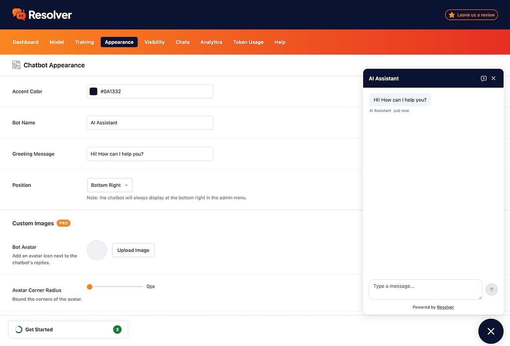 Getting started with resolver 12 Appearance menu