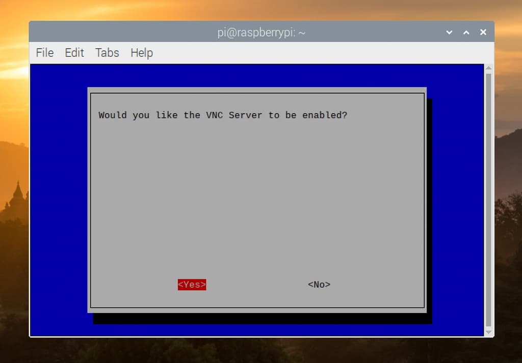 enable vnc menu